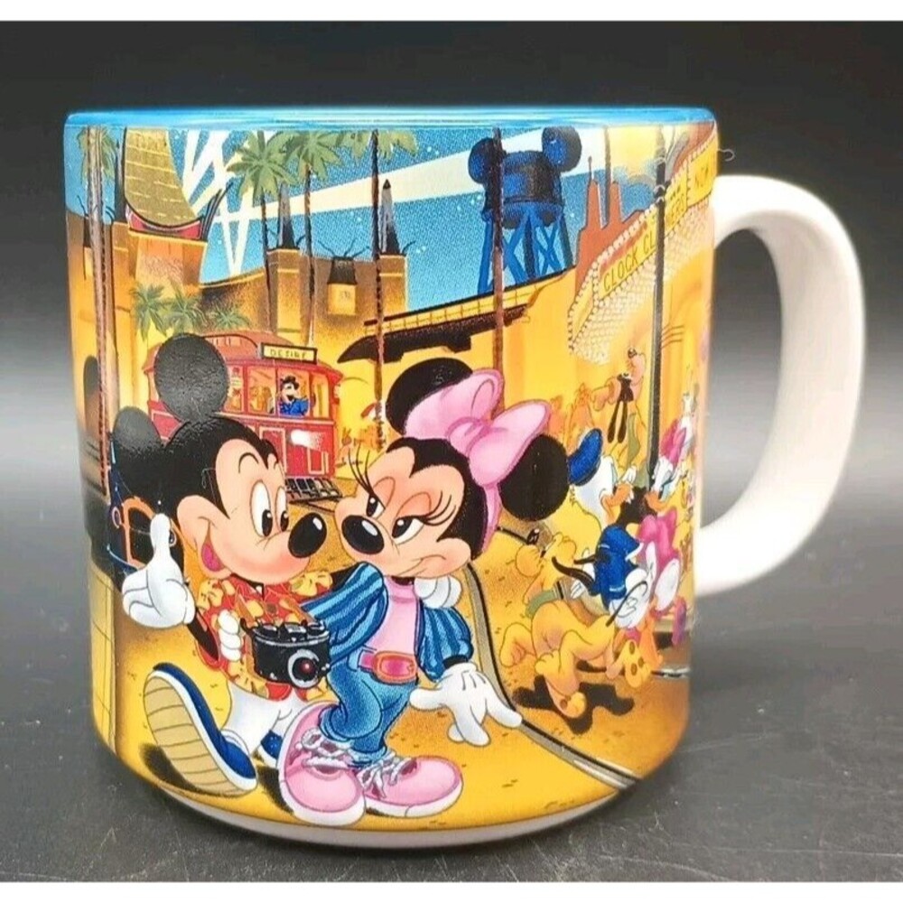 Disney MGM Studios Coffee Mug 1987 Mickey & Minnie As Tourists Vintage Hollywood